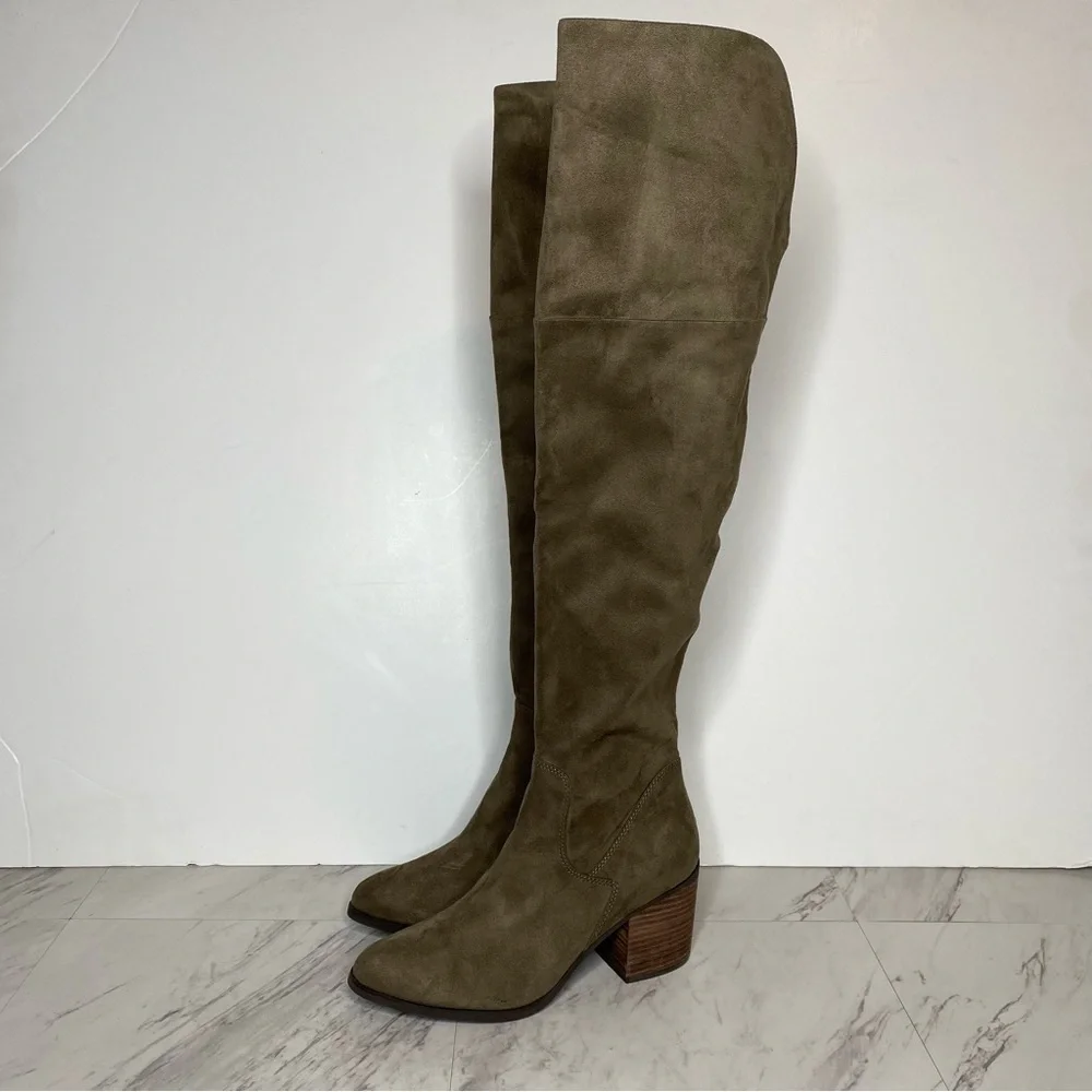 BP Luke Gray / Green Faux Suede Over The Knee Boot 8 1/2